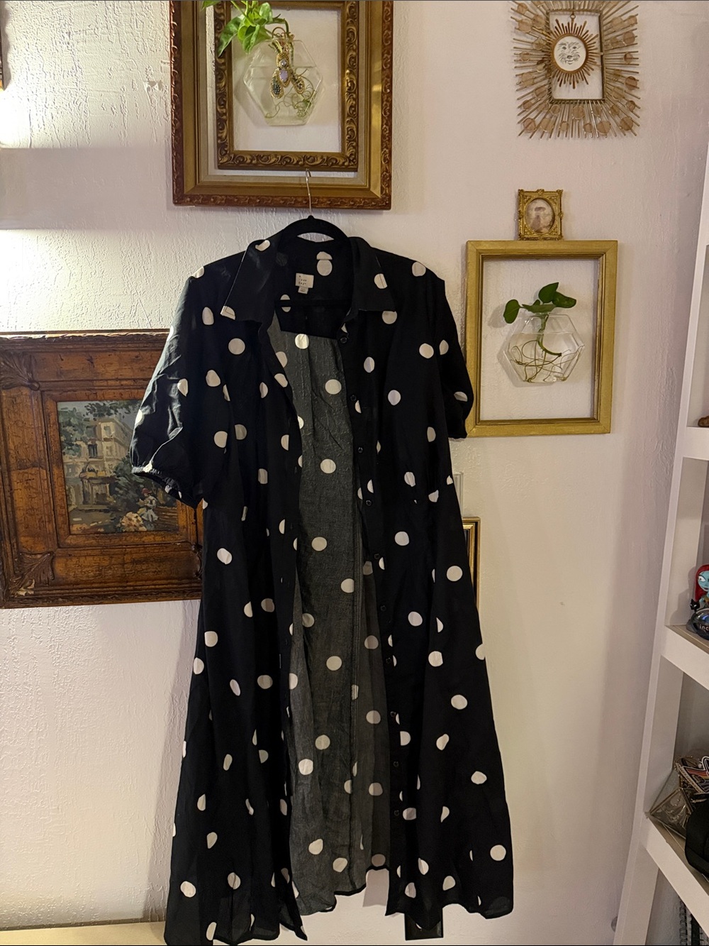 a new day Black and White Polka Dot Button-Front Dress